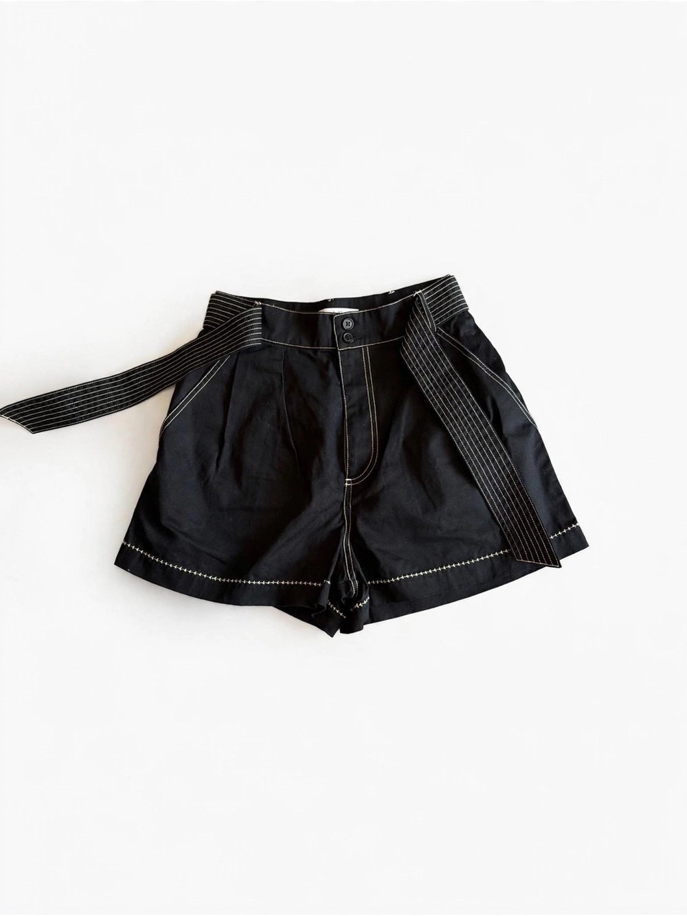 Hunter Bell Black High-Rise Tie-Waist Shorts — Size 2
